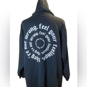 Asos Dark Grunge Goth Motivational Spiral Quote Long Black Cozy Fall Soft Hoodie